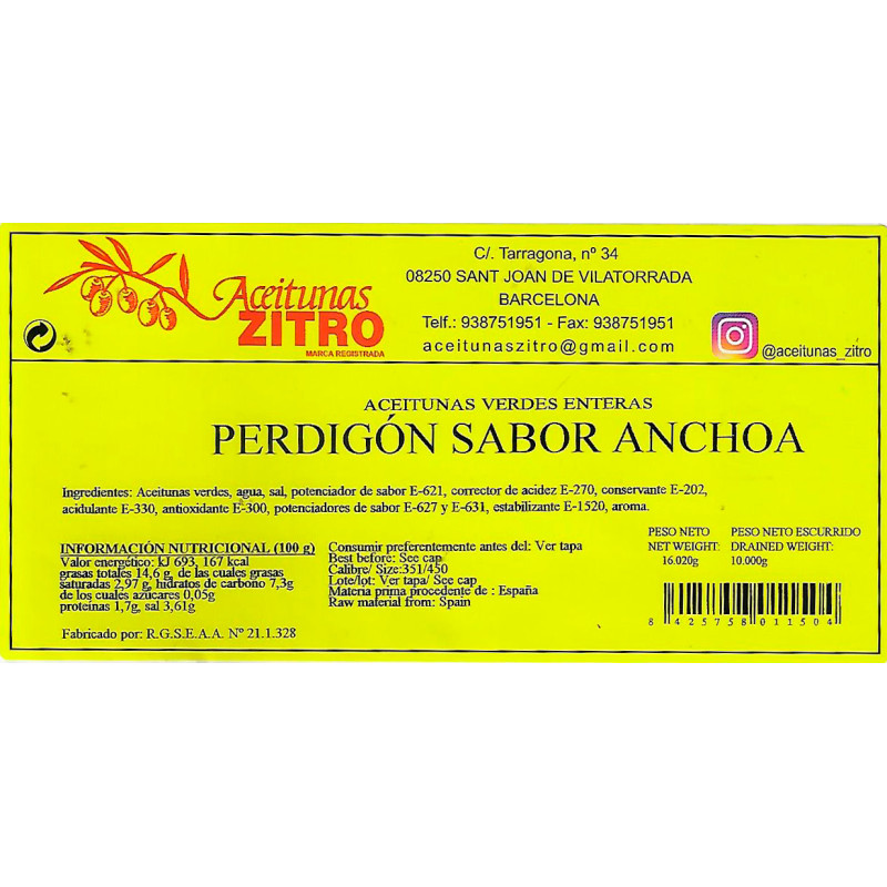 ACEITUNAS PELOTIN CUBO 1/3Kg (2750gr P.N.E.)